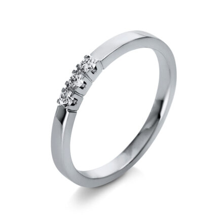 Solitaeire 4er-Krappe Weißgold 18kt 0,09 Diamantringe mit 3 Diamanten - 1Q437
