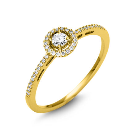 Solitaeire Gelbgold 18kt 0,22 Diamantringe mit 41 Diamanten - 1T884