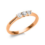 Solitaeire 4er-Krappe Rosegold 18kt 0,24 Diamantringe mit 3 Diamanten - 1U501