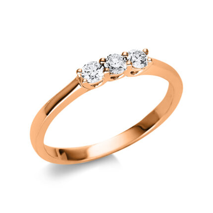 Solitaeire 4er-Krappe Rosegold 18kt 0,24 Diamantringe mit 3 Diamanten - 1U501