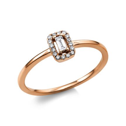Solitaeire Rosegold 18kt 0,12 Diamantringe mit 17 Diamanten - 1V395