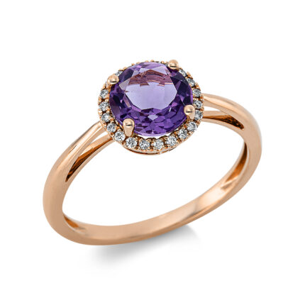 Farbstein 4er-Krappe Rosegold 18kt 0,10 Diamantringe Farbstein 1,3 ct - 1W051