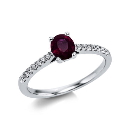 Farbstein 4er-Krappe Weißgold 18kt 0,17 Diamantringe Farbstein 0,67 ct - 1W297