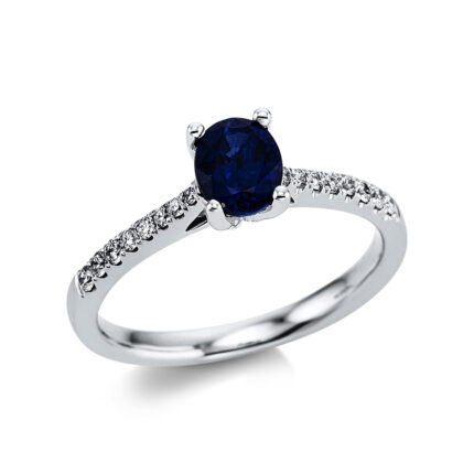 Farbstein 4er-Krappe Weißgold 18kt 0,17 Diamantringe Farbstein 0,95 ct - 1W298