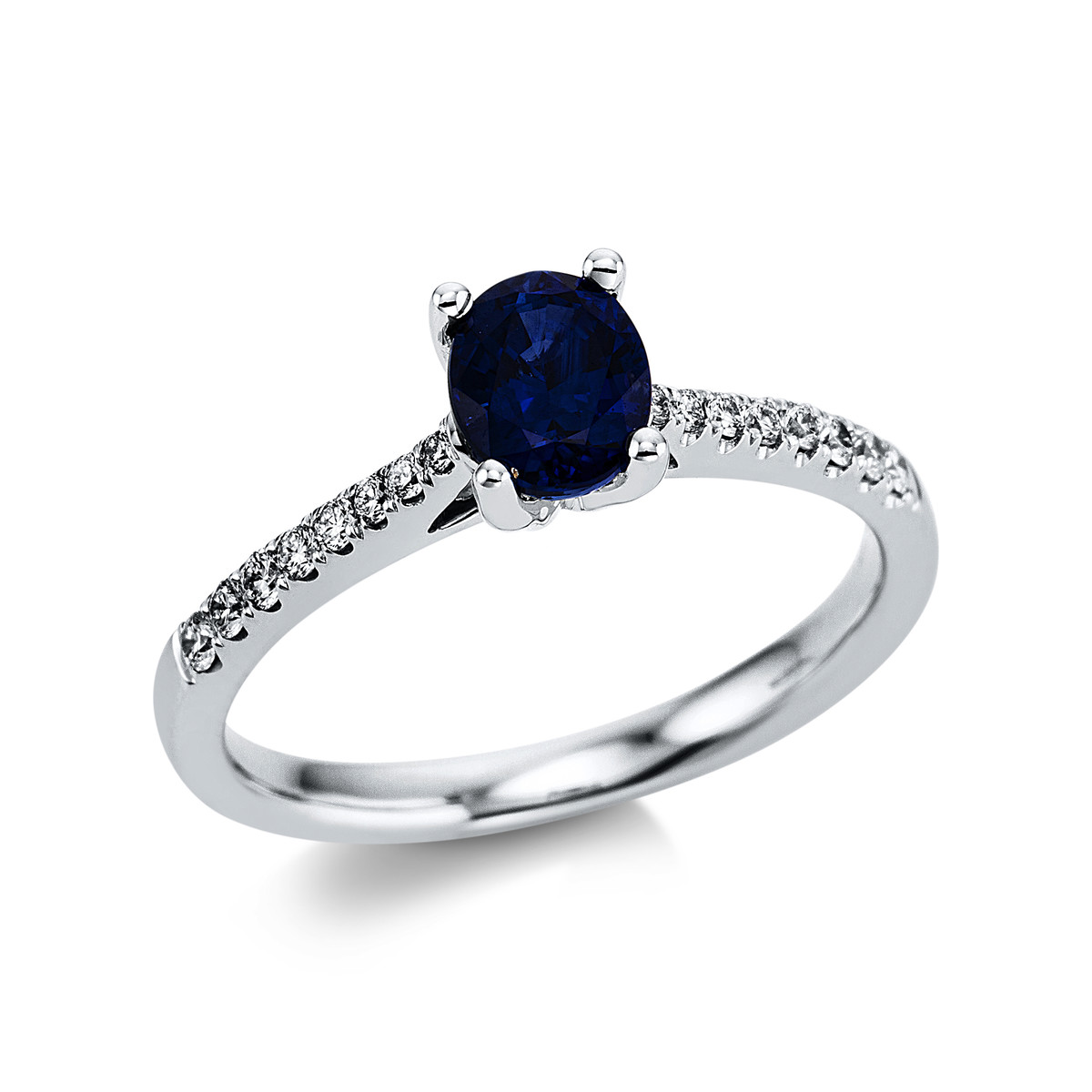 1W298W Farbstein 4er-Krappe Weißgold 18kt 0,17 Diamantringe Farbstein 0,95 ct - 1W298 – Bild 1