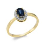 Farbstein 4er-Krappe Gelbgold 18kt 0,10 Diamantringe Farbstein 0,39 ct - 1W715