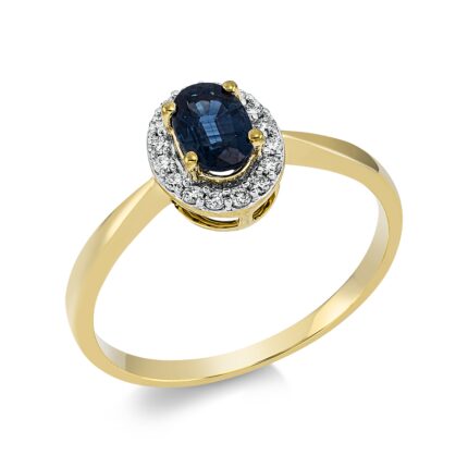 Farbstein 4er-Krappe Gelbgold 18kt 0,10 Diamantringe Farbstein 0,41 ct - 1W715