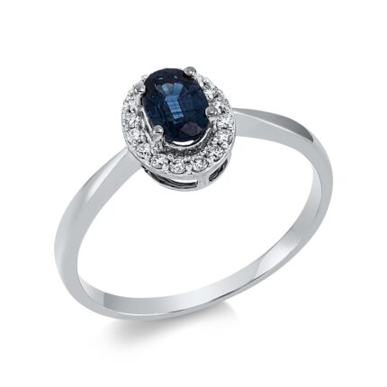 Farbstein 4er-Krappe Weißgold 18kt 0,10 Diamantringe Farbstein 0,38 ct - 1W715