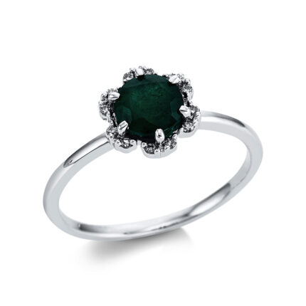 Farbstein 6er-Krappe Weißgold 18kt 0,09 Diamantringe Farbstein 0,82 ct - 1W833