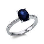 Farbstein 4er-Krappe Weißgold 18kt 0,10 Diamantringe Farbstein 1,25 ct - 1Y011