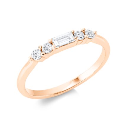 Solitaeire 4er-Krappe Rosegold 18kt 0,27 Diamantringe mit 5 Diamanten - 1Y359