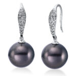 Ohrhänger Weißgold 18kt 0,16 Diamantschmuck mit 24 Diamanten Tahiti 10,5 mm - 2D025