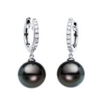 Ohrschmuck Weißgold 18kt 0,23 Diamantschmuck mit 18 Diamanten Tahiti 10 mm - 2D645