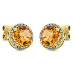 Ohrstecker 4er-Krappe Gelbgold 18kt 0,20 Diamantschmuck Farbstein 2,4 ct - 2J713