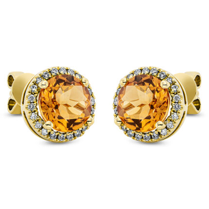 Ohrstecker 4er-Krappe Gelbgold 18kt 0,20 Diamantschmuck Farbstein 2,4 ct - 2J713