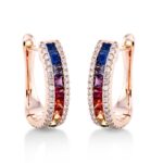 Creolen Rosegold 18kt 0,38 Diamantschmuck Farbstein 1,46 ct - 2J781
