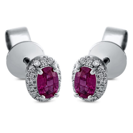 Ohrstecker Weißgold 18kt 0,09 Diamantschmuck Farbstein 0,63 ct - 2M390