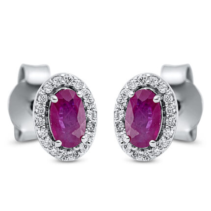 Ohrstecker Weißgold 18kt 0,10 Ohrschmuck Farbstein 0,54 ct - 2N746