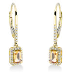 Ohrschmuck 4er-Krappe Gelbgold 18kt 0,14 Diamantschmuck Farbstein 0,47 ct - 2O124