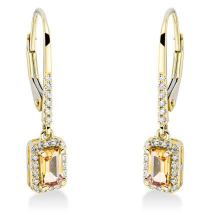 Ohrschmuck 4er-Krappe Gelbgold 18kt 0,14 Diamantschmuck Farbstein 0,46 ct - 2O124