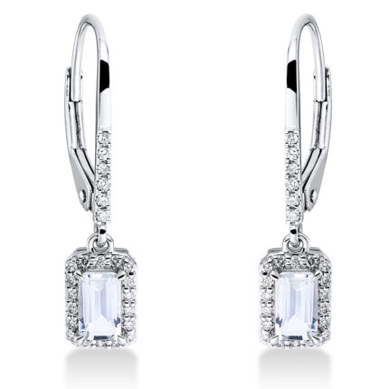 Ohrschmuck 4er-Krappe Weißgold 18kt 0,14 Diamantschmuck Farbstein 0,51 ct - 2O126