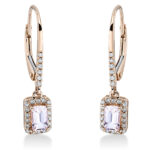 Ohrschmuck 4er-Krappe Rosegold 18kt 0,14 Diamantschmuck Farbstein 0,54 ct - 2O129