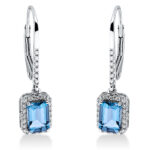 Ohrschmuck 4er-Krappe Weißgold 18kt 0,15 Diamantschmuck Farbstein 1,29 ct - 2O131