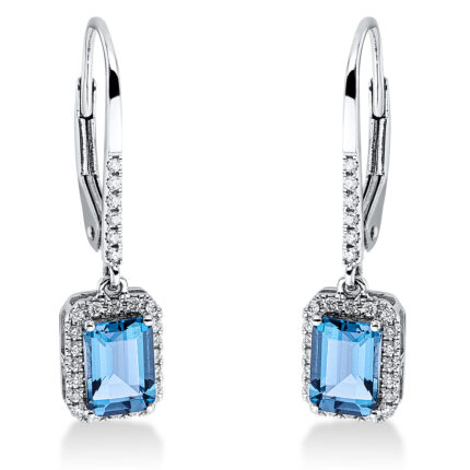 Ohrschmuck 4er-Krappe Weißgold 18kt 0,15 Diamantschmuck Farbstein 1,29 ct - 2O131