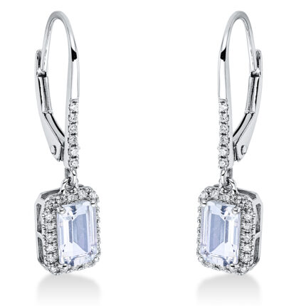 Ohrschmuck 4er-Krappe Weißgold 18kt 0,15 Diamantschmuck Farbstein 0,95 ct - 2O132