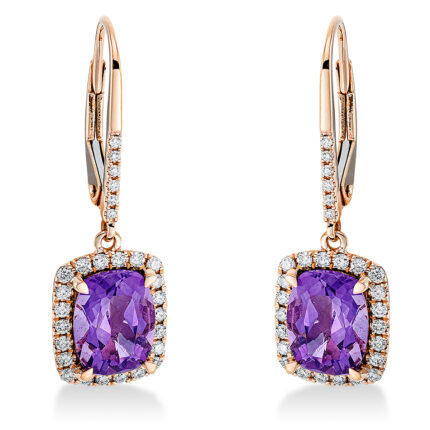 Ohrschmuck 4er-Krappe Rosegold 18kt 0,39 Diamantschmuck Farbstein 2,47 ct - 2O139