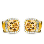 Ohrstecker 4er-Krappe Gelbgold 18kt 0,12 Diamantschmuck Farbstein 1,06 ct - 2O144