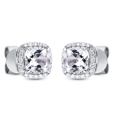 Ohrstecker 4er-Krappe Weißgold 18kt 0,10 Ohrschmuck Farbstein 1,16 ct - 2O146