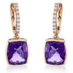 Ohrschmuck Zarge Rosegold 18kt 0,10 Diamantschmuck Farbstein 6,5 ct - 2O585