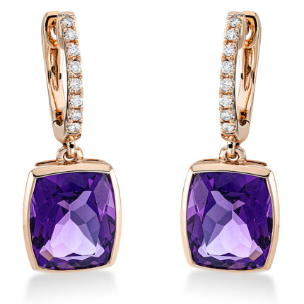 Ohrschmuck Zarge Rosegold 18kt 0,10 Diamantschmuck Farbstein 6,5 ct - 2O585