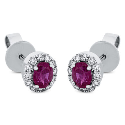 Ohrstecker 4er-Krappe Weißgold 18kt 0,22 Diamantschmuck Farbstein 0,59 ct - 2O971