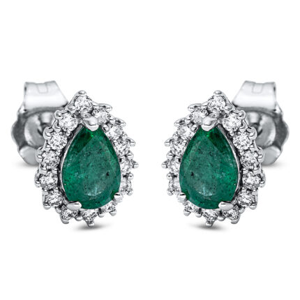 Ohrstecker Weißgold 18kt 0,21 Ohrschmuck Farbstein 0,6 ct - 2P233
