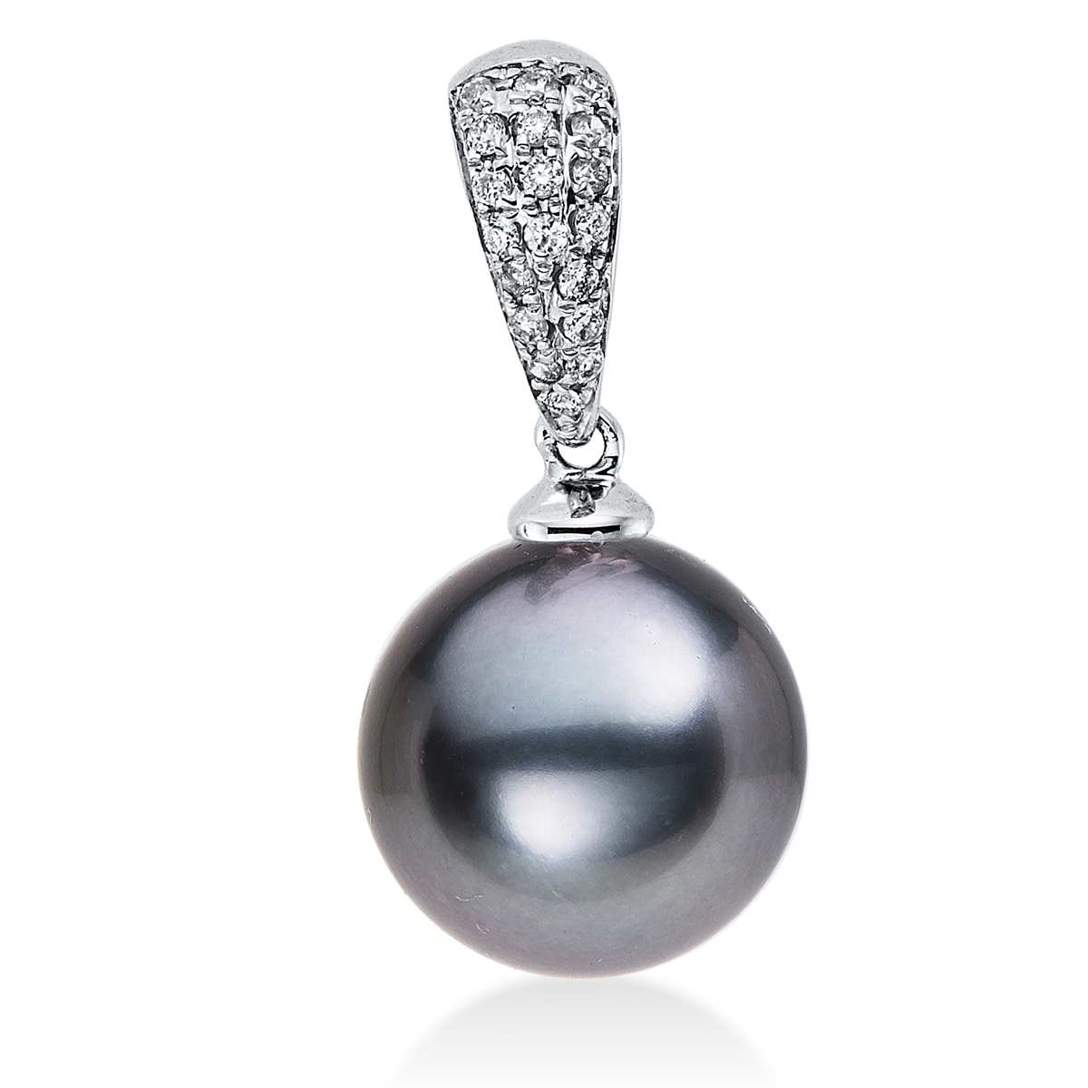 3G021W Anhänger Weißgold 18kt 0,06 Diamantschmuck mit 19 Diamanten Tahiti 10 mm - 3G021 – Bild 1