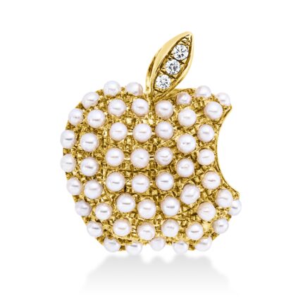 Anhänger Gelbgold 18kt 0,02 Diamantschmuck mit 3 Diamanten Zuchtperle 1,6 mm - 3H325