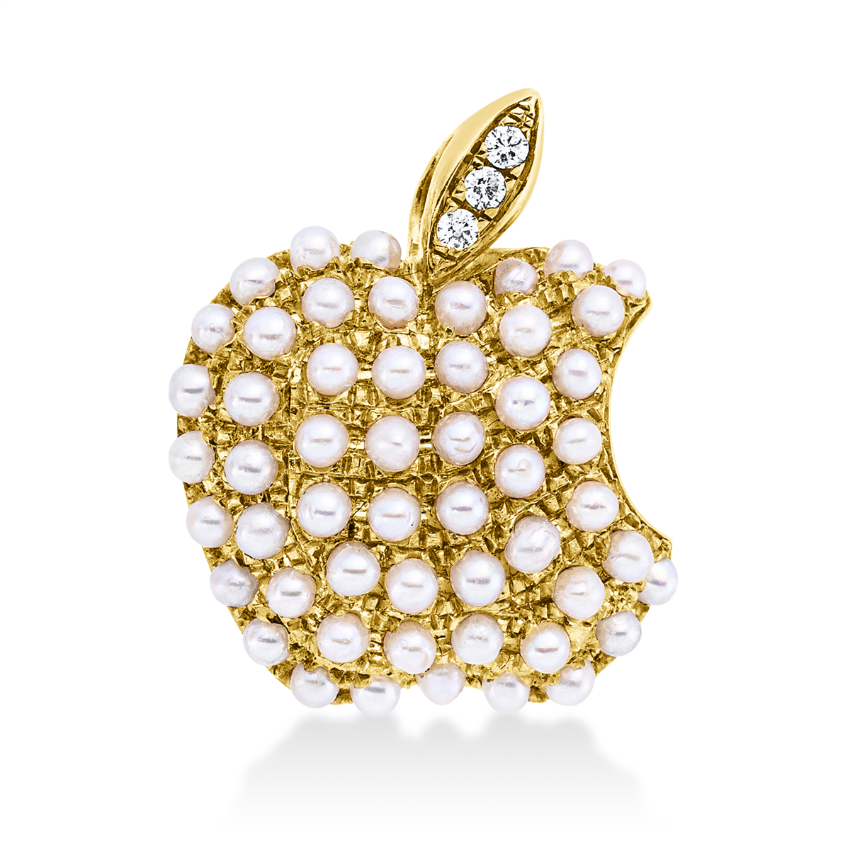 3H325G Anhänger Gelbgold 18kt 0,02 Diamantschmuck mit 3 Diamanten Zuchtperle 1,6 mm - 3H325 – Bild 1