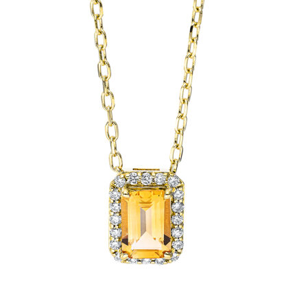 Collier 4er-Krappe Gelbgold 18kt 0,10 Diamantschmuck Farbstein 0,52 ct - 4J735