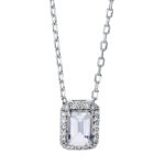 Collier 4er-Krappe Weißgold 18kt 0,10 Diamantschmuck Farbstein 0,48 ct - 4J737