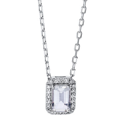 Collier 4er-Krappe Weißgold 18kt 0,10 Diamantschmuck Farbstein 0,48 ct - 4J737