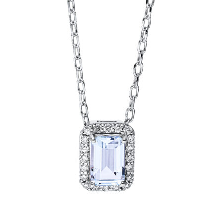 Collier 4er-Krappe Weißgold 18kt 0,10 Diamantschmuck Farbstein 0,63 ct - 4J740