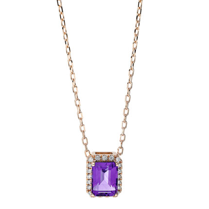 Collier 4er-Krappe Rosegold 18kt 0,08 Diamantschmuck Farbstein 0,99 ct - 4J745