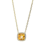 Collier 4er-Krappe Gelbgold 18kt 0,10 Diamantschmuck Farbstein 0,94 ct - 4J751