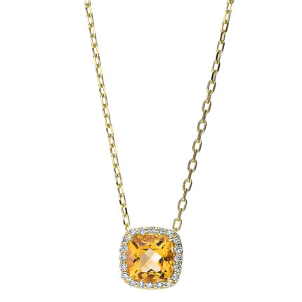 Collier 4er-Krappe Gelbgold 18kt 0,10 Diamantschmuck Farbstein 0,94 ct - 4J751