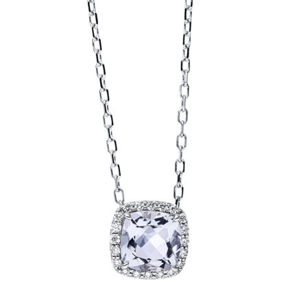 Collier 4er-Krappe Weißgold 18kt 0,10 Diamantschmuck Farbstein 0,93 ct - 4J753