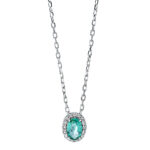 Collier 4er-Krappe Weißgold 18kt 0,07 Diamantschmuck Farbstein 0,45 ct - 4J760