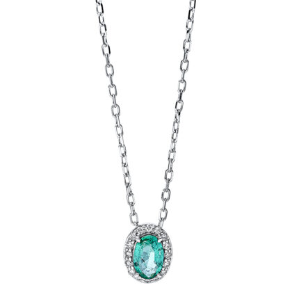 Collier 4er-Krappe Weißgold 18kt 0,07 Diamantschmuck Farbstein 0,45 ct - 4J760