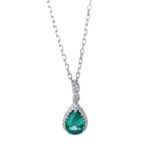 Collier 3er-Krappe Weißgold 18kt 0,09 Diamantschmuck Farbstein 0,65 ct - 4J765